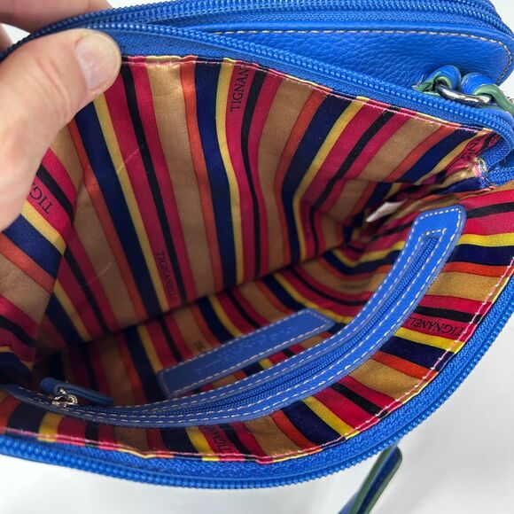 Tignanello Functionista Bright Blue Pebble Leather Organizer Crossbody Bag - Picture 6 of 15
